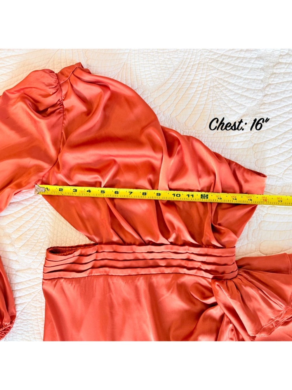 Sultry Flamenco Orange Satin One Shoulder Cutout Ruffle Formal Gown Luxxel Sz M - Picture 15 of 17